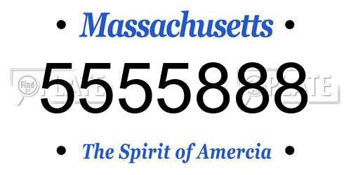 5555888 Massachusetts License Plate