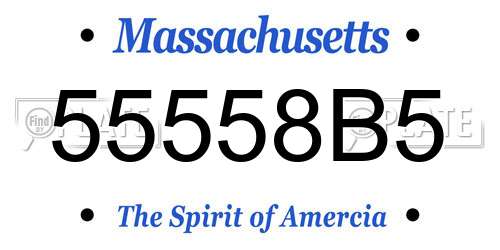 55558B5 Massachusetts License Plate