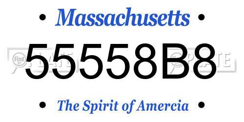 55558B8 Massachusetts License Plate