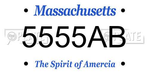5555AB Massachusetts License Plate