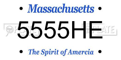 5555HE Massachusetts License Plate