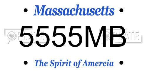 5555MB Massachusetts License Plate
