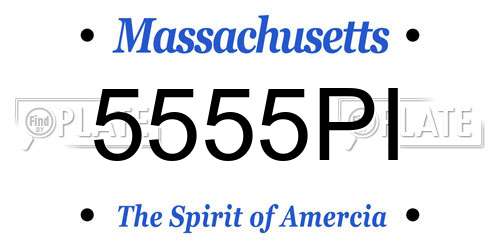 5555PI Massachusetts License Plate