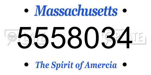 5558034 Massachusetts License Plate