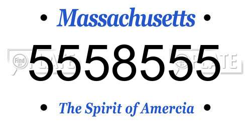 5558555 Massachusetts License Plate