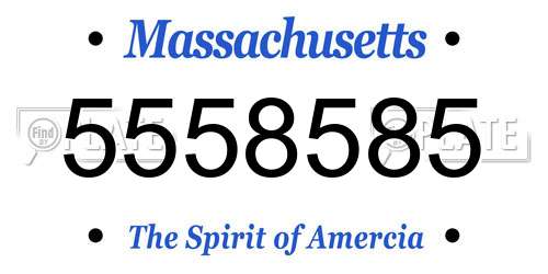 5558585 Massachusetts License Plate