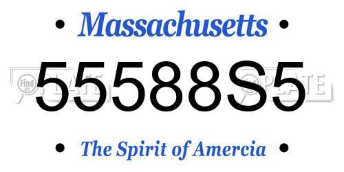55588S5 Massachusetts License Plate