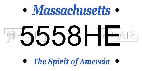 5558HE Massachusetts License Plate