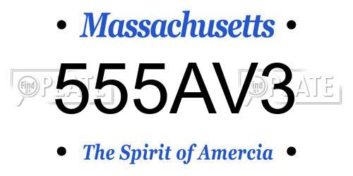 555AV3 Massachusetts License Plate