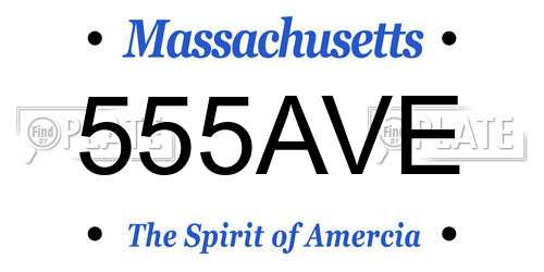 555AVE Massachusetts License Plate
