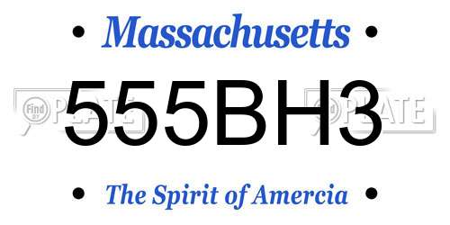 555BH3 Massachusetts License Plate