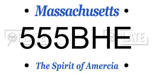 555BHE Massachusetts License Plate