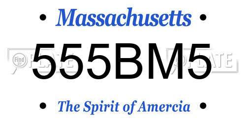 555BM5 Massachusetts License Plate