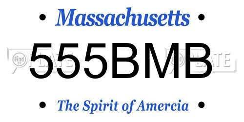 555BMB Massachusetts License Plate
