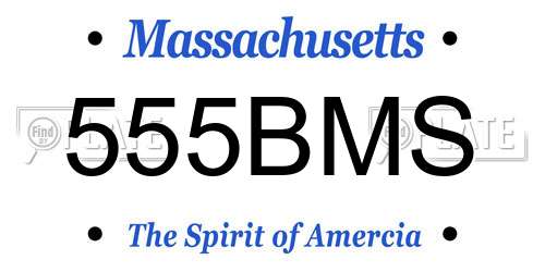 555BMS Massachusetts License Plate