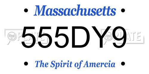 555DY9 Massachusetts License Plate