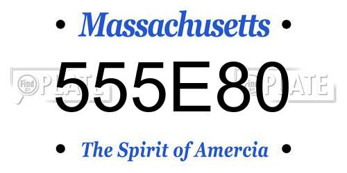 555E80 Massachusetts License Plate