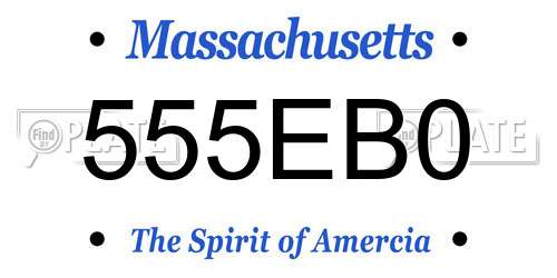 555EB0 Massachusetts License Plate