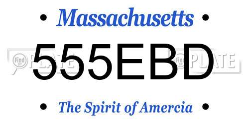 555EBD Massachusetts License Plate
