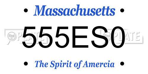 555ES0 Massachusetts License Plate