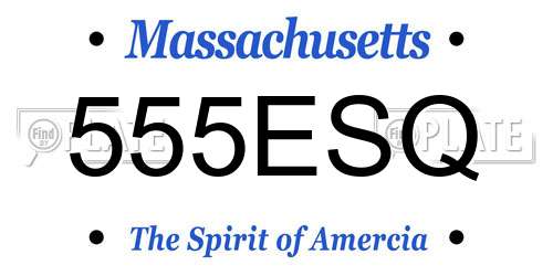555ESQ Massachusetts License Plate