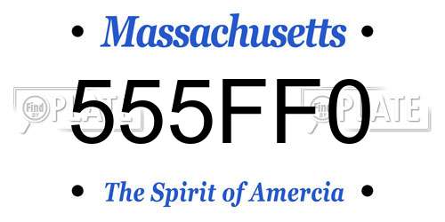 555FF0 Massachusetts License Plate