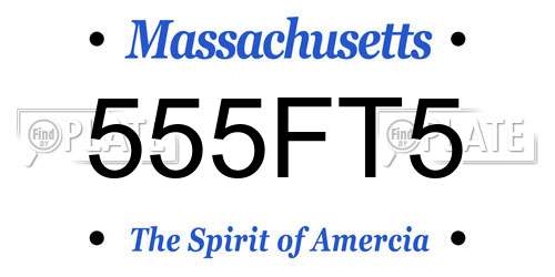 555FT5 Massachusetts License Plate