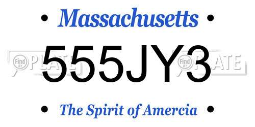 555JY3 Massachusetts License Plate