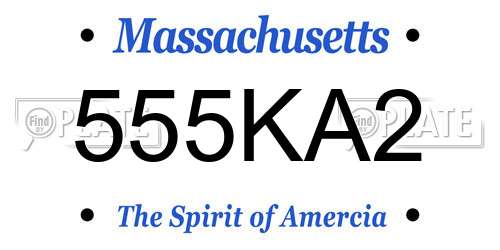 555KA2 Massachusetts License Plate