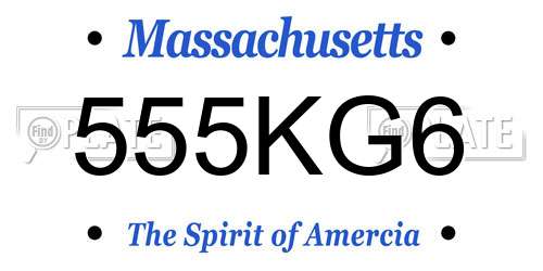 555KG6 Massachusetts License Plate