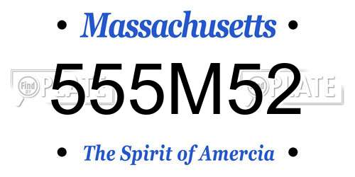 555M52 Massachusetts License Plate