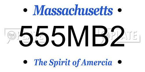 555MB2 Massachusetts License Plate