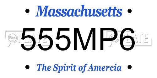 555MP6 Massachusetts License Plate