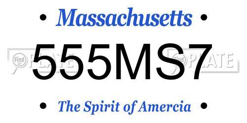 555MS7 Massachusetts License Plate