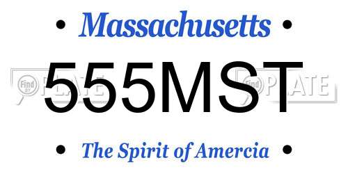 555MST Massachusetts License Plate