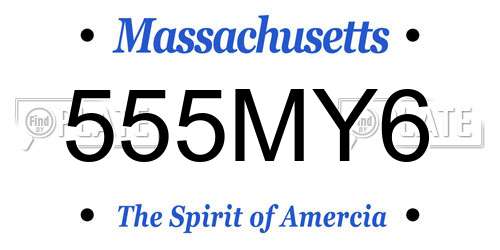 555MY6 Massachusetts License Plate
