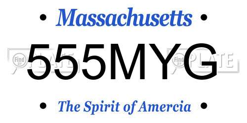 555MYG Massachusetts License Plate