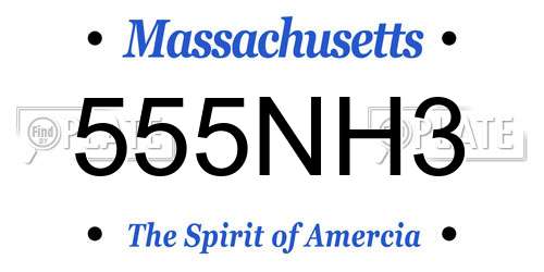 555NH3 Massachusetts License Plate