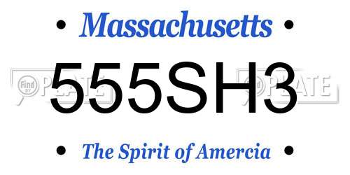 555SH3 Massachusetts License Plate