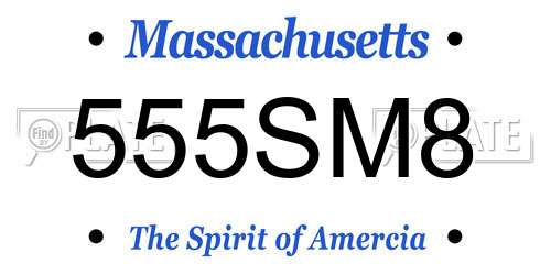 555SM8 Massachusetts License Plate
