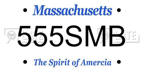 555SMB Massachusetts License Plate