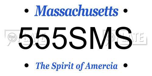 555SMS Massachusetts License Plate