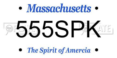 555SPK Massachusetts License Plate
