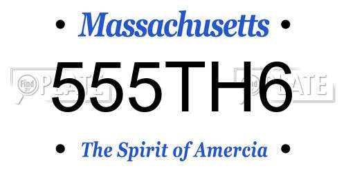 555TH6 Massachusetts License Plate