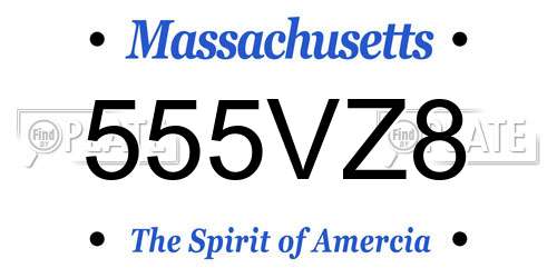 555VZ8 Massachusetts License Plate