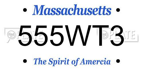 555WT3 Massachusetts License Plate