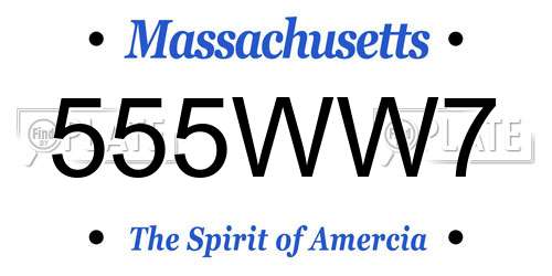555WW7 Massachusetts License Plate