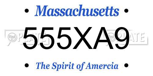555XA9 Massachusetts License Plate