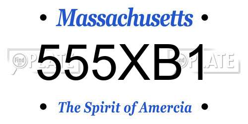 555XB1 Massachusetts License Plate