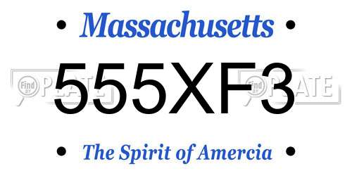 555XF3 Massachusetts License Plate